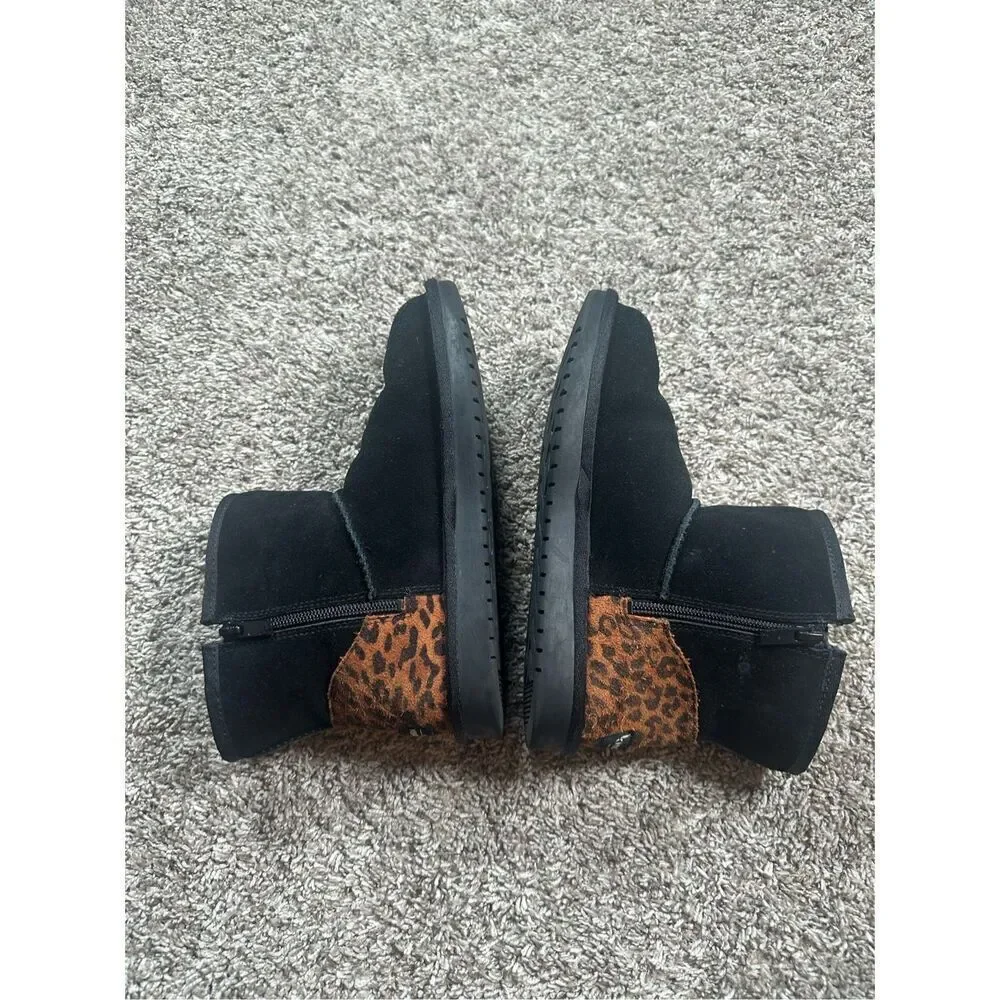 Koolaburra By UGG Koola Mini II Boots Black/Cheetah Print Zip Up Women's 4 Cozy